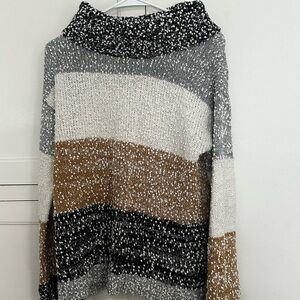 VENUS Gray and Brown Cowl Neck Sweater